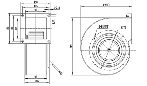 Dimension of DG160B-D092A Forward Curved Single Inlet Φ 160-62 Dimension of DG160B-D092A Forward Curved Single Inlet Φ 160-62