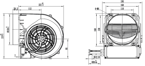 Dimension of SF146D-E092A3-CS Forward Curved Double Inlet Φ 146-150 Dimension of SF146D-E092A3-CS Forward Curved Double Inlet Φ 146-150