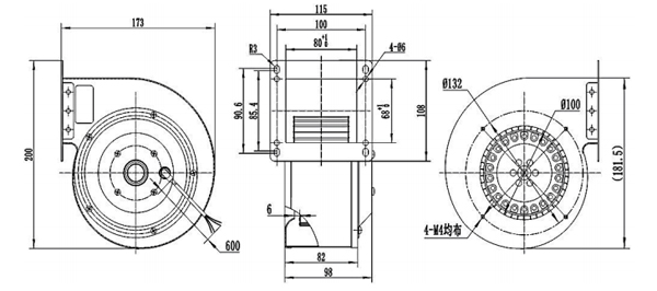 Dimension of DG120B-A092B2 Forward Curved Single Inlet Φ 120-62 Dimension of DG120B-A092B2 Forward Curved Single Inlet Φ 120-62